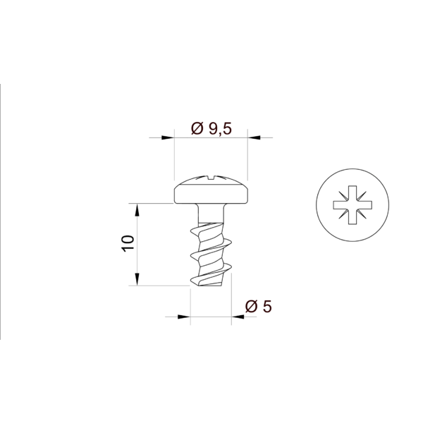 Vis galvanisé  5,0 x 10 mm